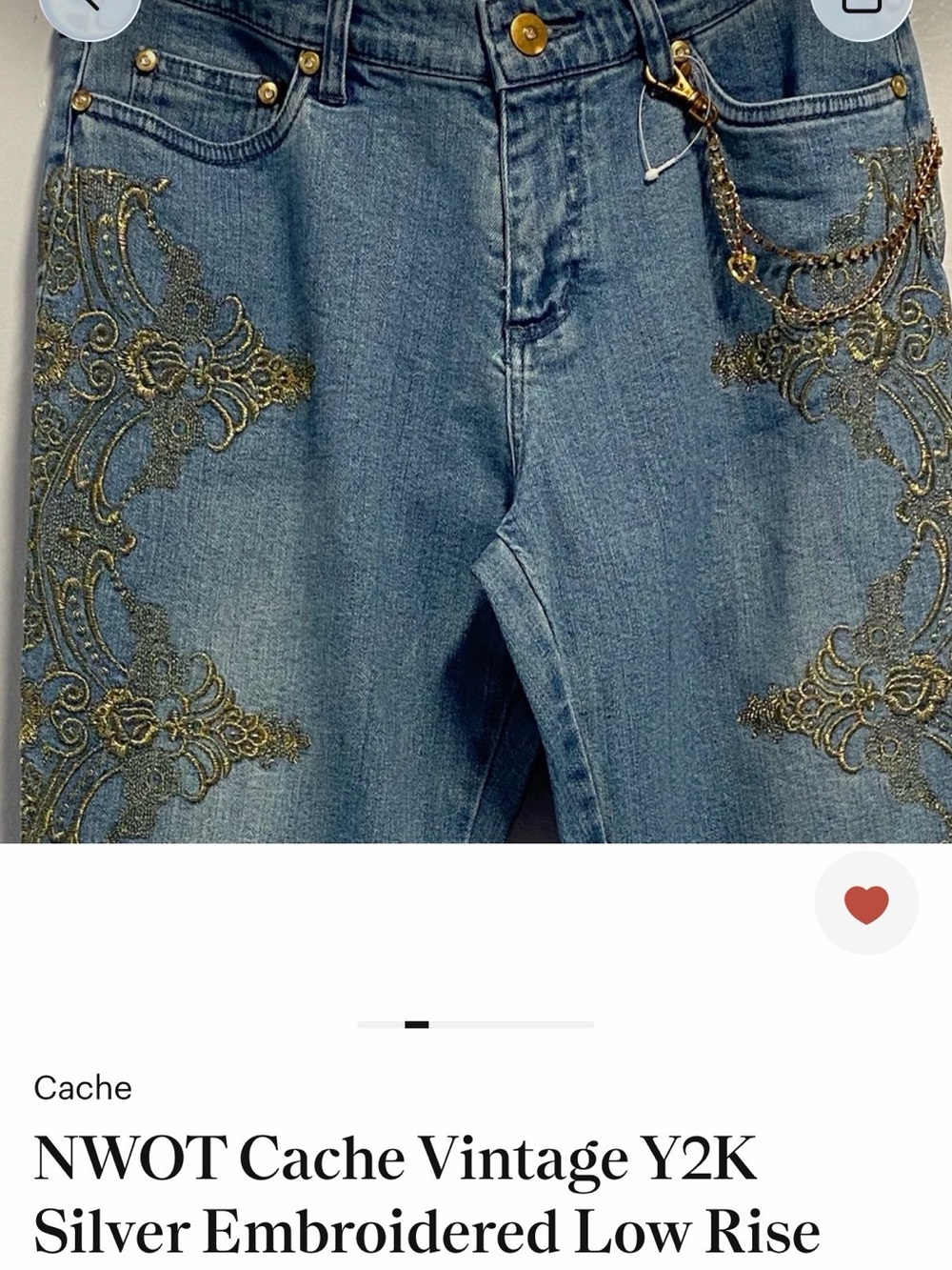 Vintage cache Embroidered Bootcut Jeans - Gold Accent NWT - Picture 8 of 8